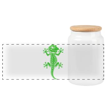Gecko - Panorama Keksdose mit Holzdeckel - Weiß - Vorne