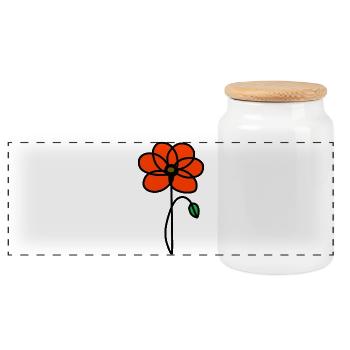 Minimalistische Mohnblume - Panorama Keksdose mit Holzdeckel - Weiß - Vorne