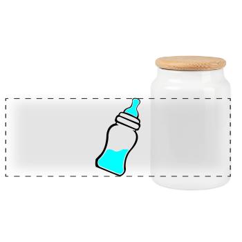 Babyflasche - Panorama Keksdose mit Holzdeckel - Weiß - Vorne