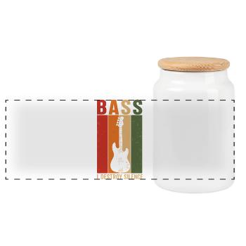 Bass I Destroy Silence Retro Bassist Shirt - Panorama Keksdose mit Holzdeckel - Weiß - Vorne