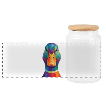 Colorful Geometric Duck Head Pop Art - Panoramic Cookie Jar with Wooden Lid - white - Front