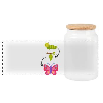Walking Butterfly Magic - Panoramic Cookie Jar with Wooden Lid - white - Front