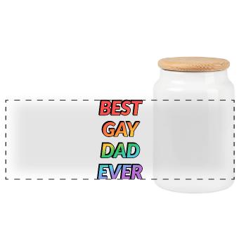Best Gay Dad Ever LGBT Pride Month - Panoramic Cookie Jar with Wooden Lid - white - Front