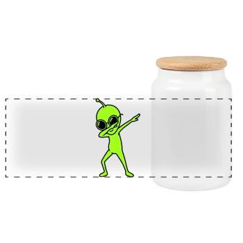 Alien Dab - Boîte à biscuits avec couvercle en bois - blanc - Devant