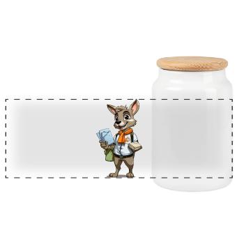 Kurierhase mit Briefen - Panorama Keksdose mit Holzdeckel - Weiß - Vorne
