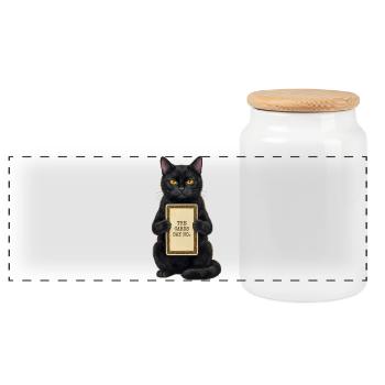 Les cartes disent pas de chat - Boîte à biscuits avec couvercle en bois - blanc - Devant