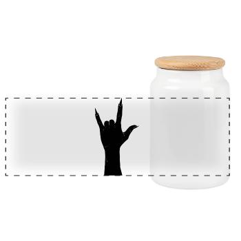 Silhouette de la main rocheuse avec cornes - Boîte à biscuits avec couvercle en bois - blanc - Devant