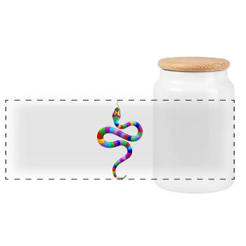 Prismatic Serpent Dream - Panoramic Cookie Jar with Wooden Lid - white - Front