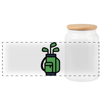Golftasche Golfbag Golfspieler Golfclub Turnier - Panorama Keksdose mit Holzdeckel - Weiß - Vorne