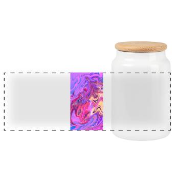Color Swirl Pastel Marble Trio - Panoramic Cookie Jar with Wooden Lid - white - Front