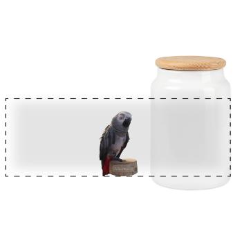 Illustration du Roi des Perroquets - Boîte à biscuits avec couvercle en bois - blanc - Devant