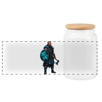 Guerrier runique en lumière bleue - Boîte à biscuits avec couvercle en bois - blanc - Devant