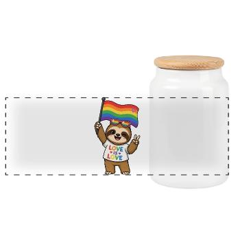 CSD LGBTQ gay lesbian queer rainbow flag - Panoramic Cookie Jar with Wooden Lid - white - Front