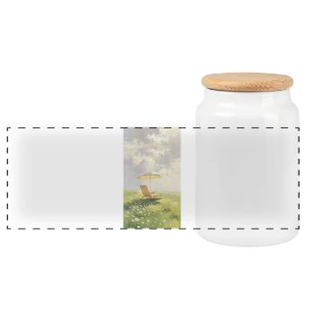 Soft sunlight - Panoramic Cookie Jar with Wooden Lid - white - Front