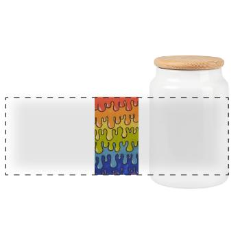Buntes Regenbogen Schleim Muster - Slime Art - Panorama Keksdose mit Holzdeckel - Weiß - Vorne