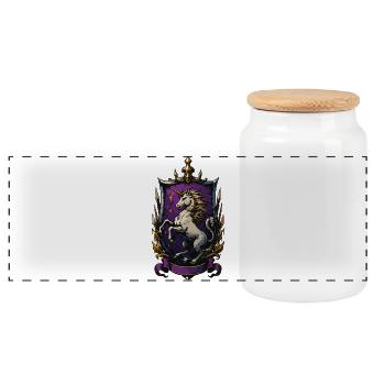 Licorne dans le bouclier : blason fantastique - Boîte à biscuits avec couvercle en bois - blanc - Devant