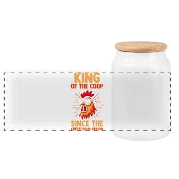 Élevage de coqs, volaille, poulet - Boîte à biscuits avec couvercle en bois - blanc - Devant