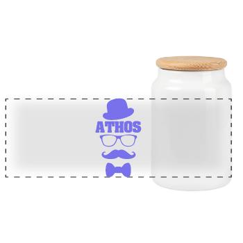 Cadeau pour Athos - Boîte à biscuits avec couvercle en bois - blanc - Devant