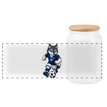 Attaquant des Blue Wolf en maillot - Boîte à biscuits avec couvercle en bois - blanc - Devant