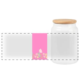 Pink Watercolor Blossom Bouquet - Panoramic Cookie Jar with Wooden Lid - white - Front