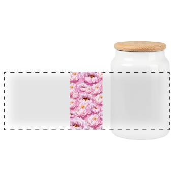 Pink Watercolor Blossom Bouquet - Panoramic Cookie Jar with Wooden Lid - white - Front