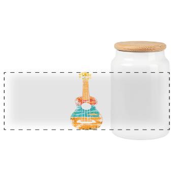 Style rétro du ukulélé - Boîte à biscuits avec couvercle en bois - blanc - Devant