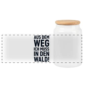 Aus dem Weg Ich Muss in den Wald Natur Fan - Panorama Keksdose mit Holzdeckel - Weiß - Vorne