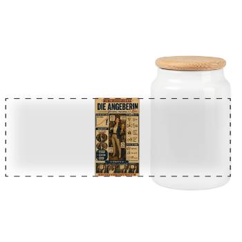 Die Angeberin – Eigenwerbung inklusive - Panorama Keksdose mit Holzdeckel - Weiß - Vorne