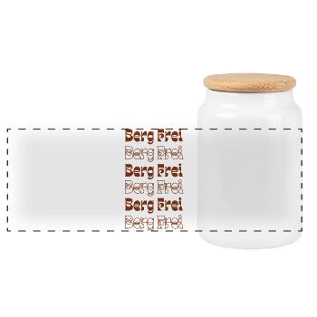 Retro Berg Frei Mountain Typography - Panorama Keksdose mit Holzdeckel - Weiß - Vorne