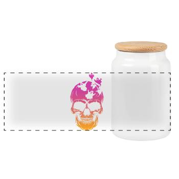 Halloween Ghost Halloween Skull Ghost - Panoramic Cookie Jar with Wooden Lid - white - Front