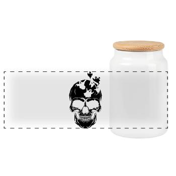 Halloween Skull Ghost - Panorama Keksdose mit Holzdeckel - Weiß - Vorne