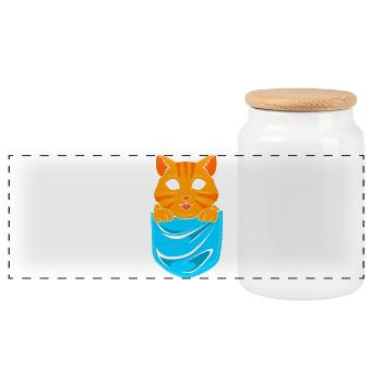 Chat tigré - Boîte à biscuits avec couvercle en bois - blanc - Devant