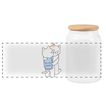 Cute Hugging Cats Back to School - Panorama Keksdose mit Holzdeckel - Weiß - Vorne