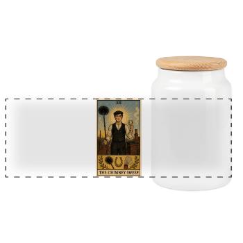 Ramoneur | Tarot du Porte-bonheur - Boîte à biscuits avec couvercle en bois - blanc - Devant