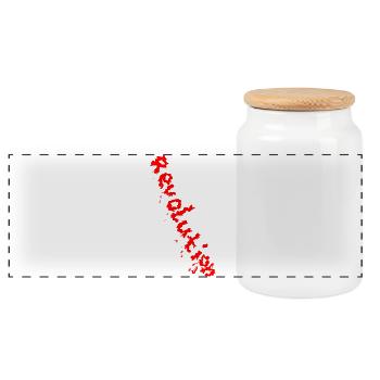 REVOLUTION (Red) - Panorama Keksdose mit Holzdeckel - Weiß - Vorne
