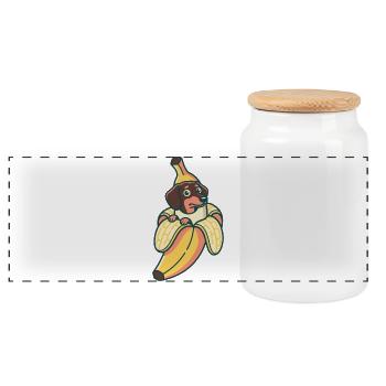 Dackel Banane - Panorama Keksdose mit Holzdeckel - Weiß - Vorne
