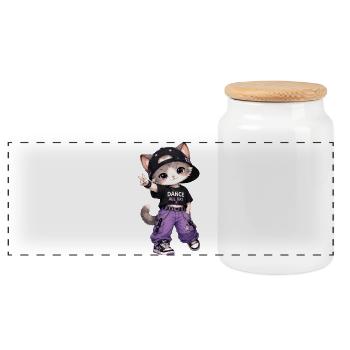 Katzentänzerin Streetwear Lila - Panorama Keksdose mit Holzdeckel - Weiß - Vorne