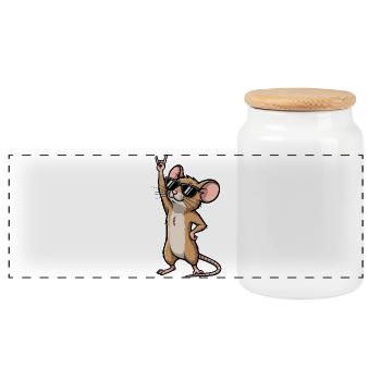 Coole Maus Ratte Rock Musiker Comic - Panorama Keksdose mit Holzdeckel - Weiß - Vorne