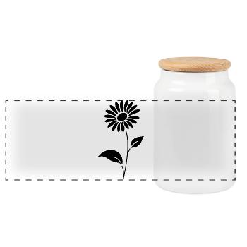 Abstrakte Blumen Silhouette Sommermotiv - Panorama Keksdose mit Holzdeckel - Weiß - Vorne