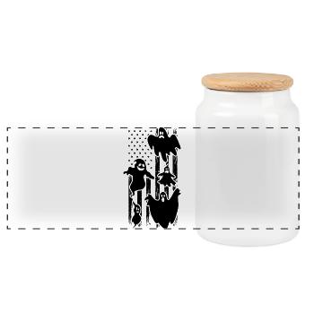 Halloween Ghost Halloween US Flag Ghost - Panorama Keksdose mit Holzdeckel - Weiß - Vorne