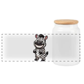 Lustiges Grinsen Zebra Comic Cartoon - Panorama Keksdose mit Holzdeckel - Weiß - Vorne
