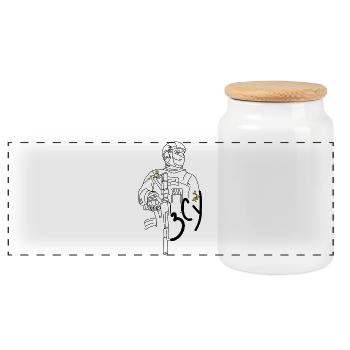 ZSU (ЗСУ) - Armed Forces Of Ukraine Soldier - Panoramic Cookie Jar with Wooden Lid - white - Front