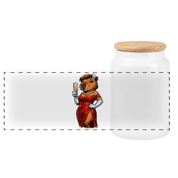 Dame élégante du capybara avec du vin pétillant - Boîte à biscuits avec couvercle en bois - blanc - Devant