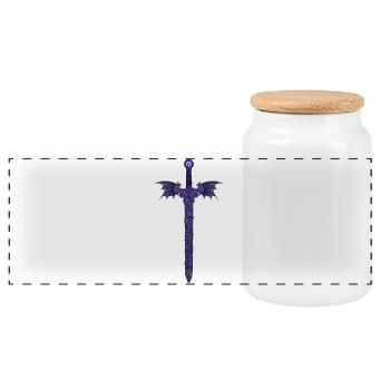 Rose Sword with Wings - Panoramic Cookie Jar with Wooden Lid - white - Front