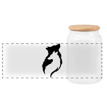 Wolf in Wolf Mystical Wilderness Art - Panoramic Cookie Jar with Wooden Lid - white - Front