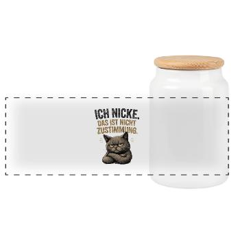 Katzenspruch Nichtzustimmung - Panorama Keksdose mit Holzdeckel - Weiß - Vorne