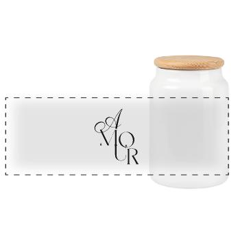 Elegantes Monogramm Amour  - Panorama Keksdose mit Holzdeckel - Weiß - Vorne
