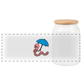 Earthworm - Boîte à biscuits avec couvercle en bois - blanc - Devant