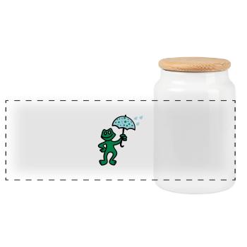 Weatherman - Rain - Panoramic Cookie Jar with Wooden Lid - white - Front