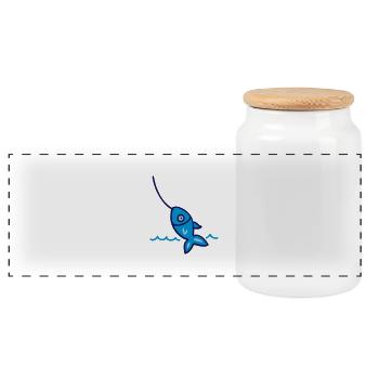 Fishing - Fish 3 - Panoramic Cookie Jar with Wooden Lid - white - Front